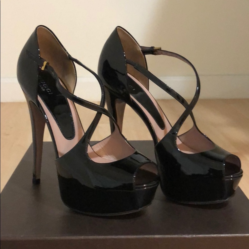 Black Patent Leather Gucci Stilettos